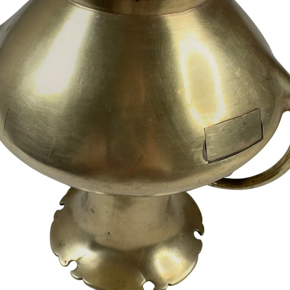 Antique Brass Vase Small Double Handle Ornate Rim Pedestal Base